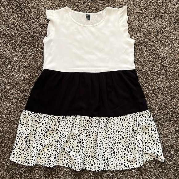 SHEIN White/Black Colorblock Leopard Patchwork Doll Dress, Size Small, Cowgirl - Picture 11 of 13